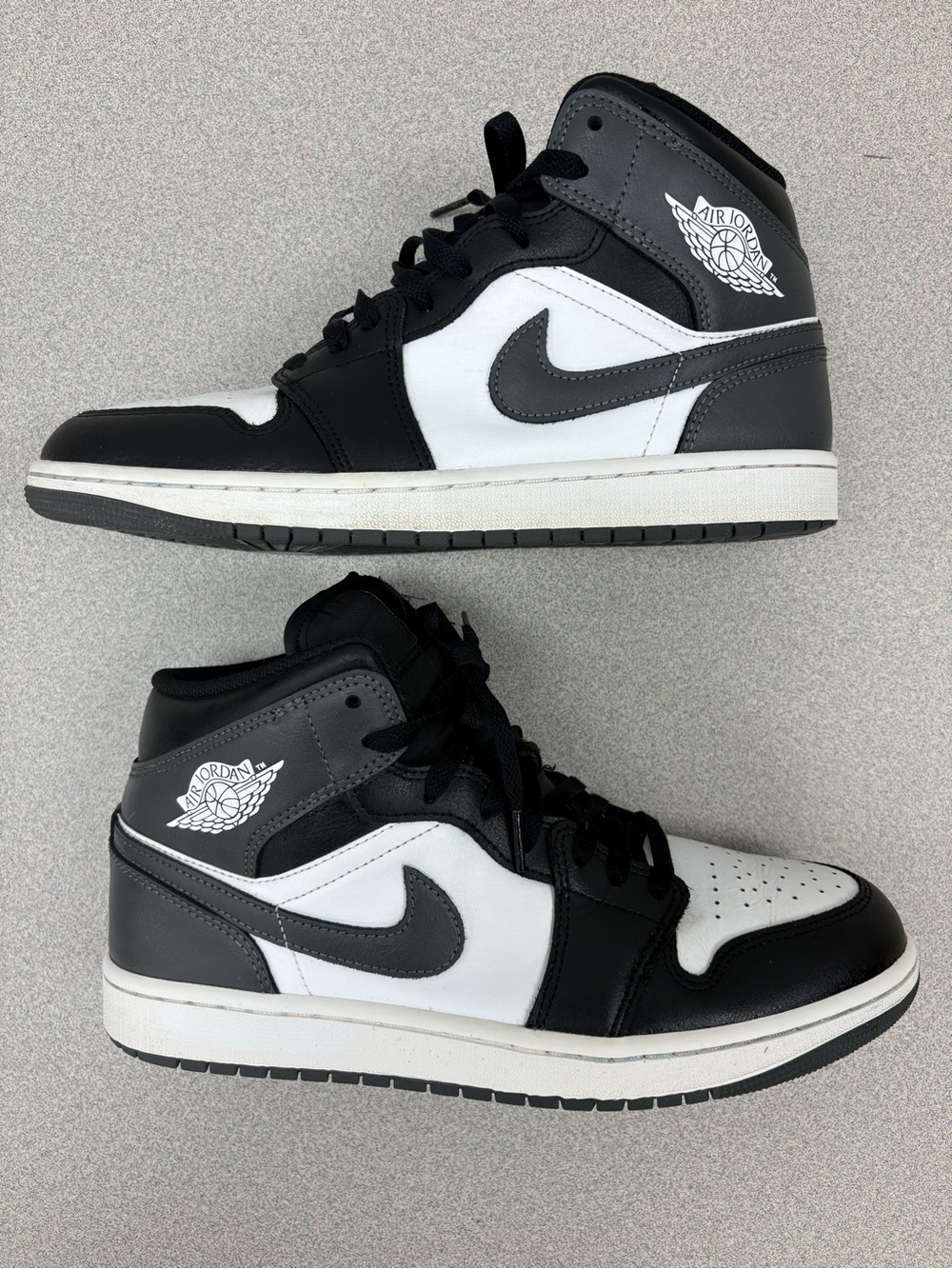 Nike Air Jordan 1 Mid Black Iron Grey White Men's Size_10